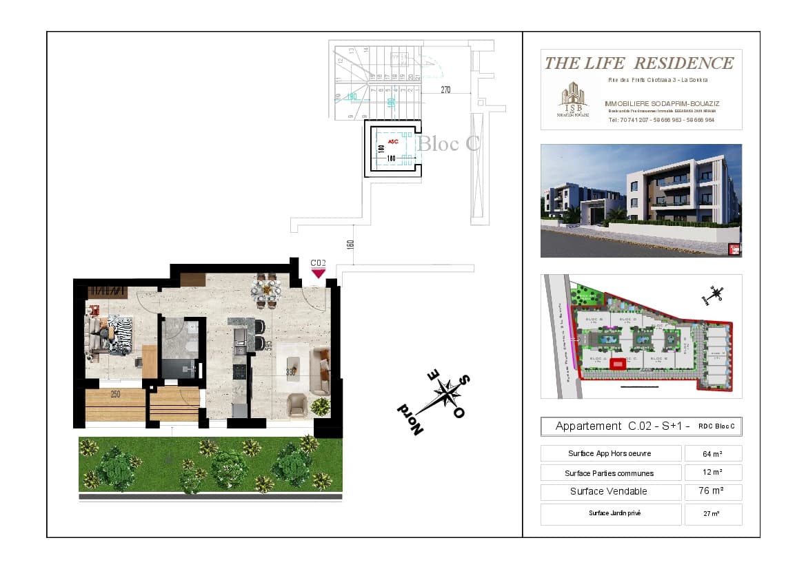 Plan S+1 - Appartement C.02 - RDC Bloc C
