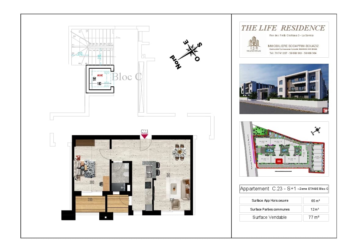 Plan S+1 - Appartement C.23 - 2ème étage Bloc C
