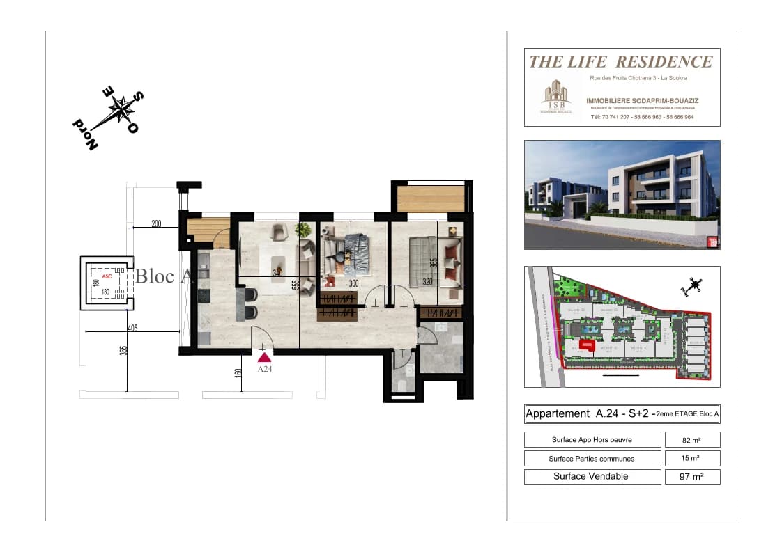 Plan S+2 - Appartement A.24 - 2ème étage Bloc A