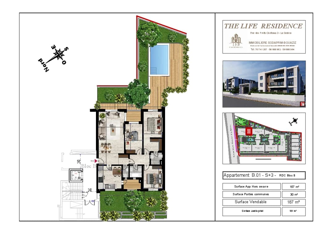 Plan S+3 - Appartement B.01 - RDC Bloc B