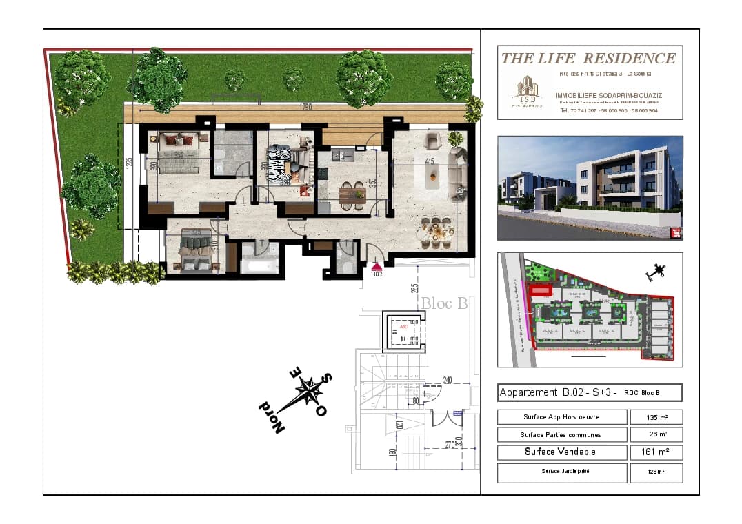 Plan S+3 - Appartement B.02 - RDC Bloc B