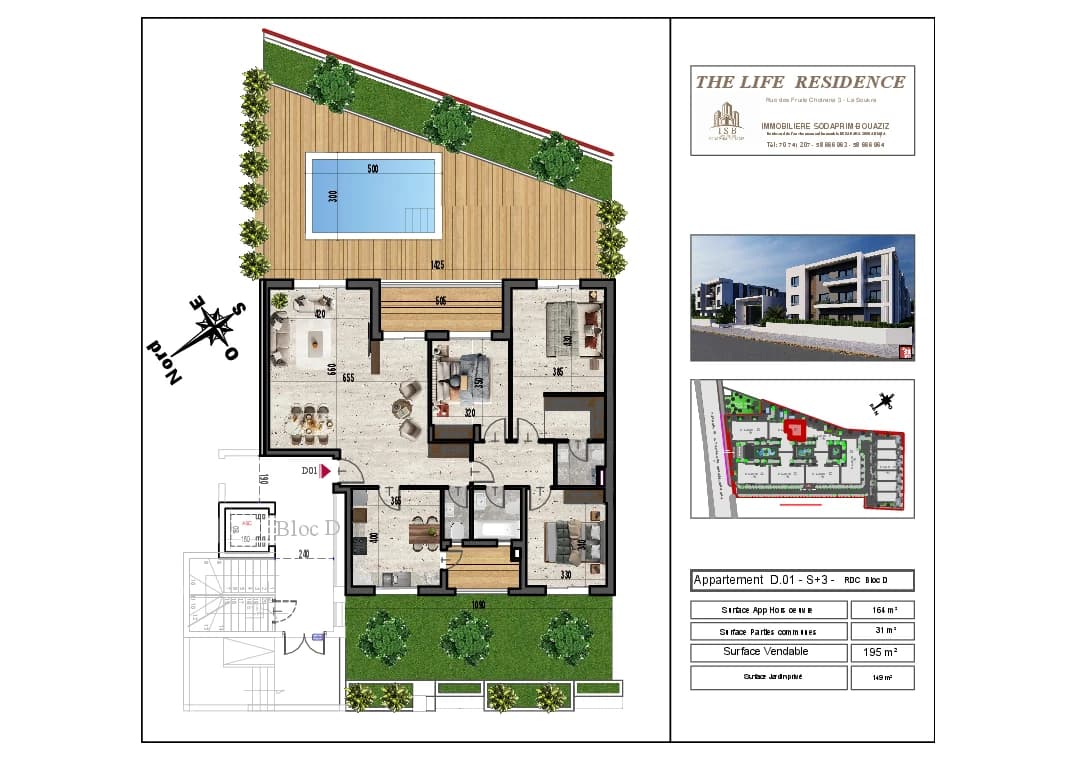 Plan S+3 - Appartement D.01 - RDC Bloc D