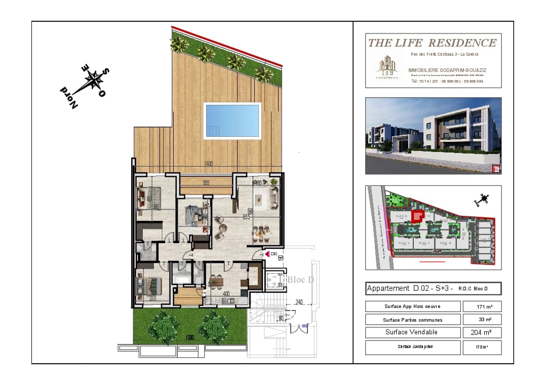 Plan S+3 - Appartement D.02 - RDC Bloc D