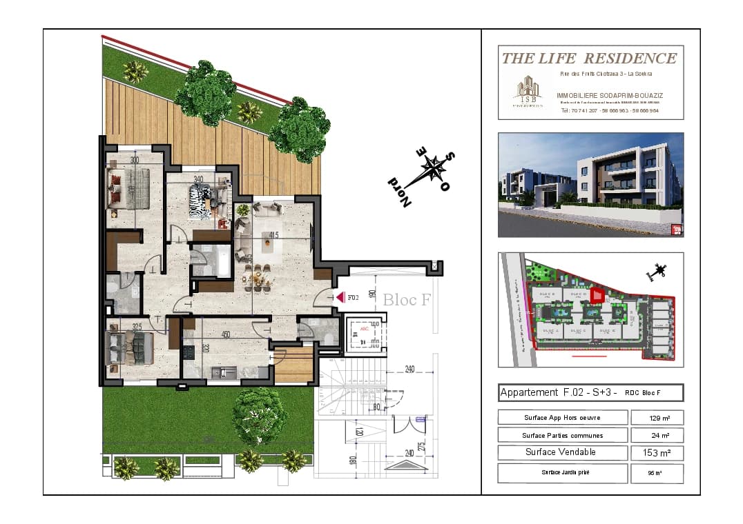 Plan S+3 - Appartement F.02 - RDC Bloc F